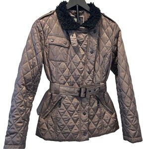 Vince Camuto Brown Faux-Fur Trim Coat – Zip + Button, Belted | Fall/Winter